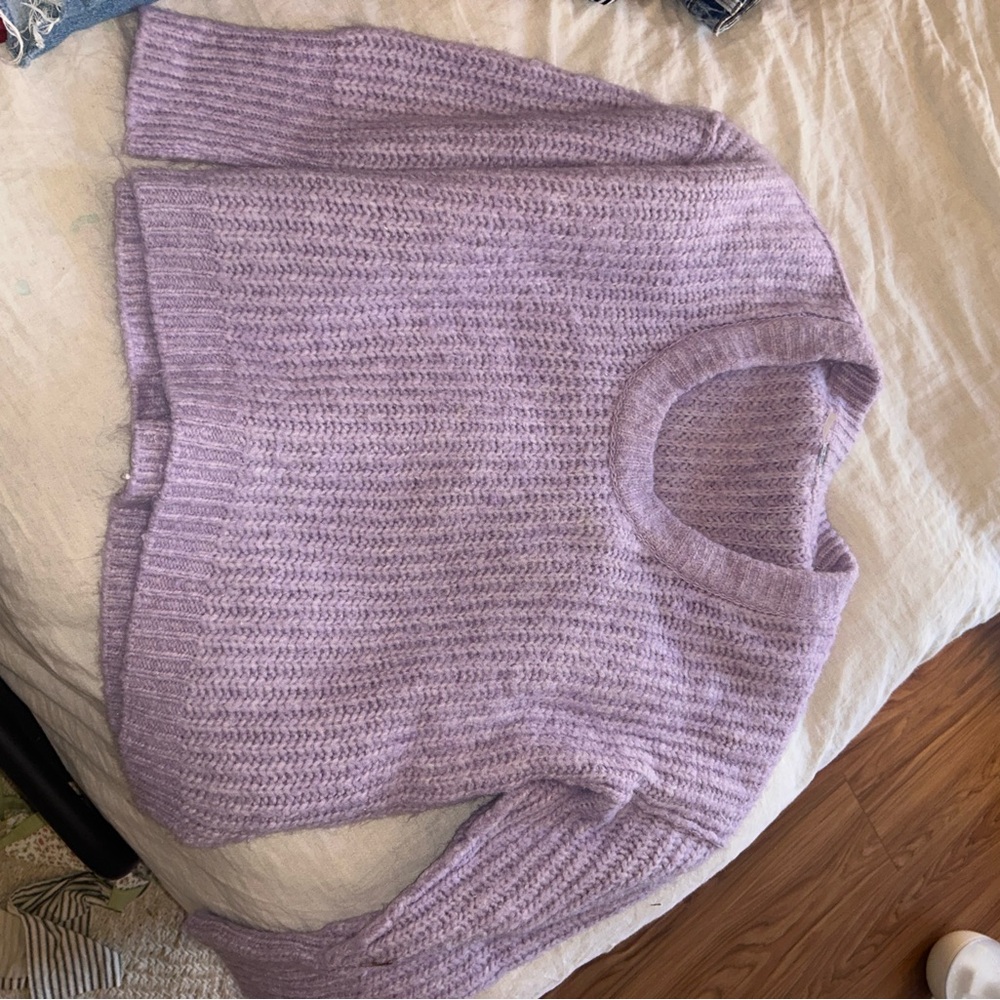 Free People Lavender oversized Chunky Crew Neck Sweater